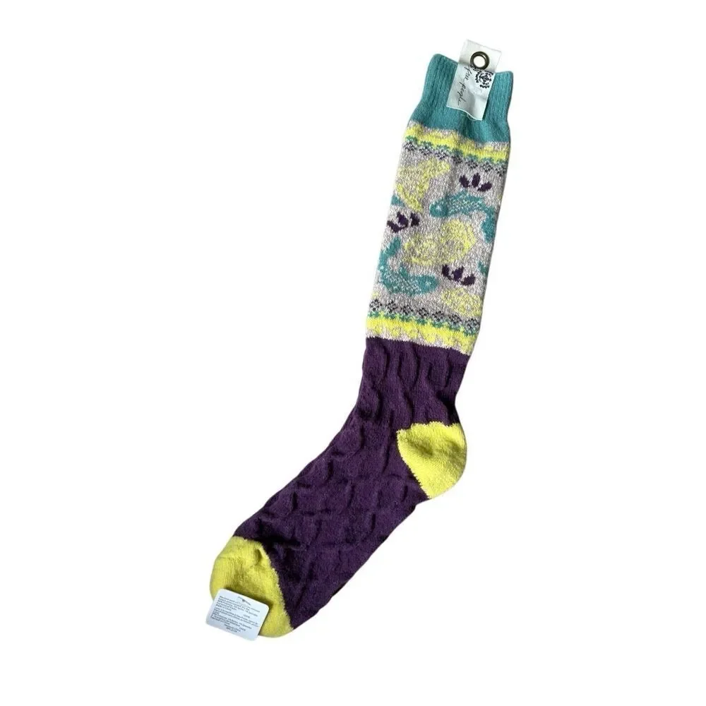 NEW Free People Playing Koi Tall Nordic Socks One size Purple Multicolor